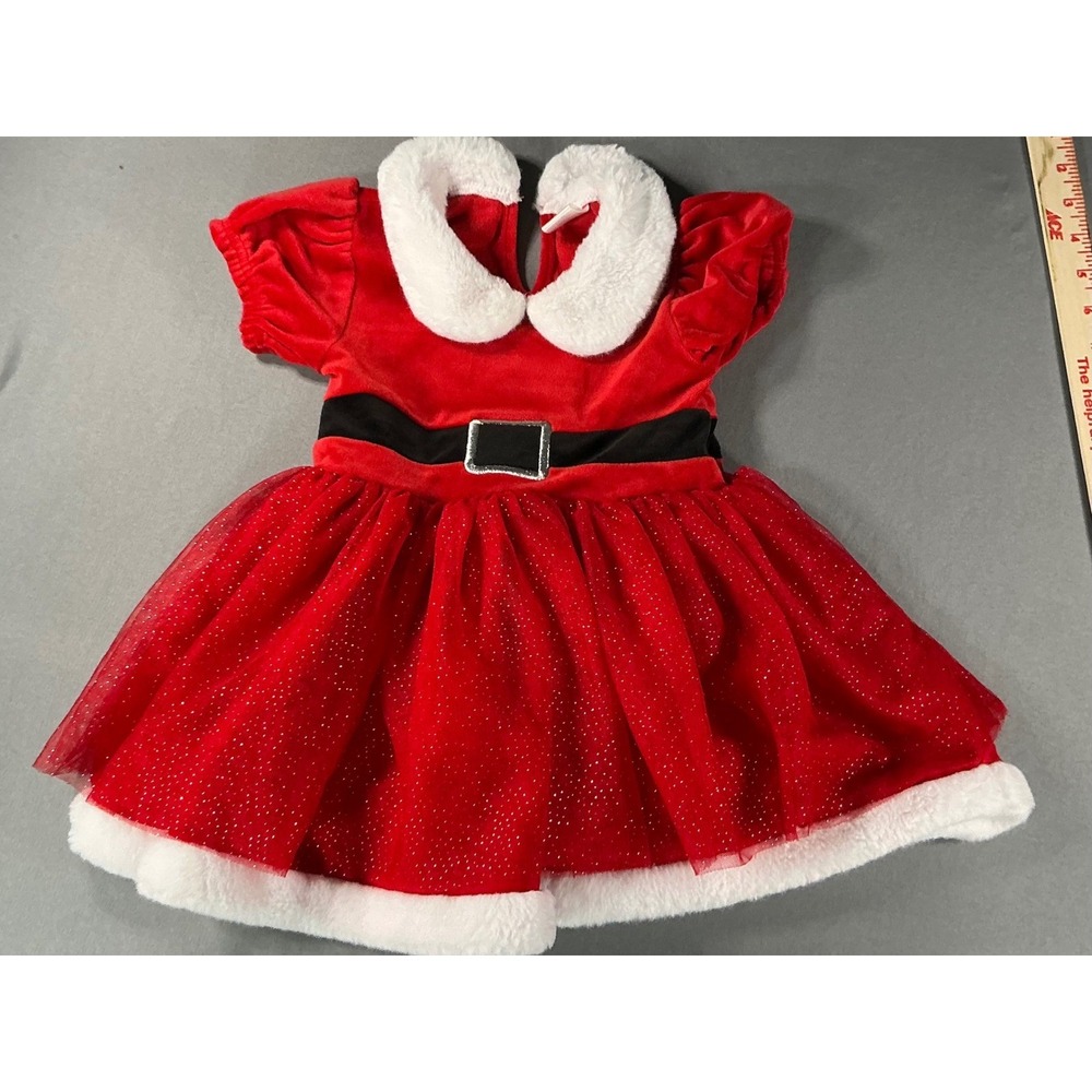 Red Velvet Glitter Tulle Mrs Claus Holiday Christmas Dress Kids Toddler